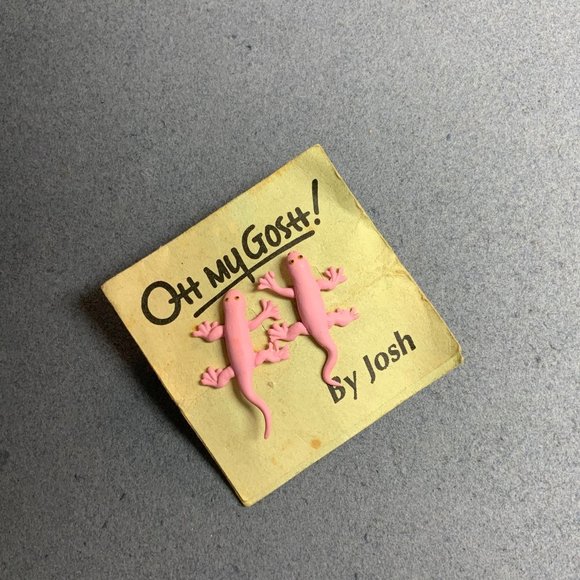 Oh My Gosh Jewelry - Oh My Gosh Earrings As Is Pierced Pink Salamander Newt Handmade Barbie Retro